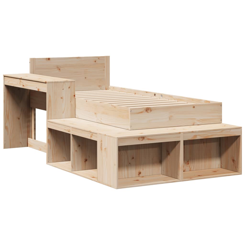 Estructura de cama sin colchón madera maciza pino 75x190 cm v9270 - Vetonek