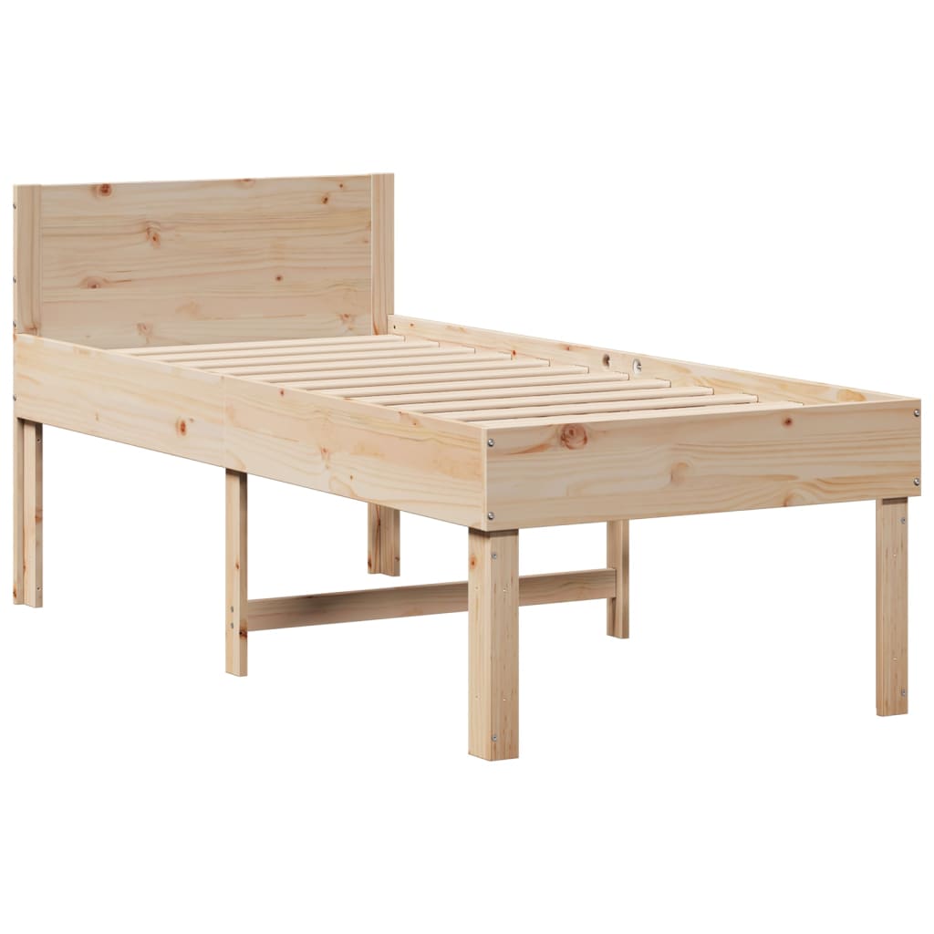 Estructura de cama sin colchón madera maciza pino 75x190 cm v9270 - Vetonek