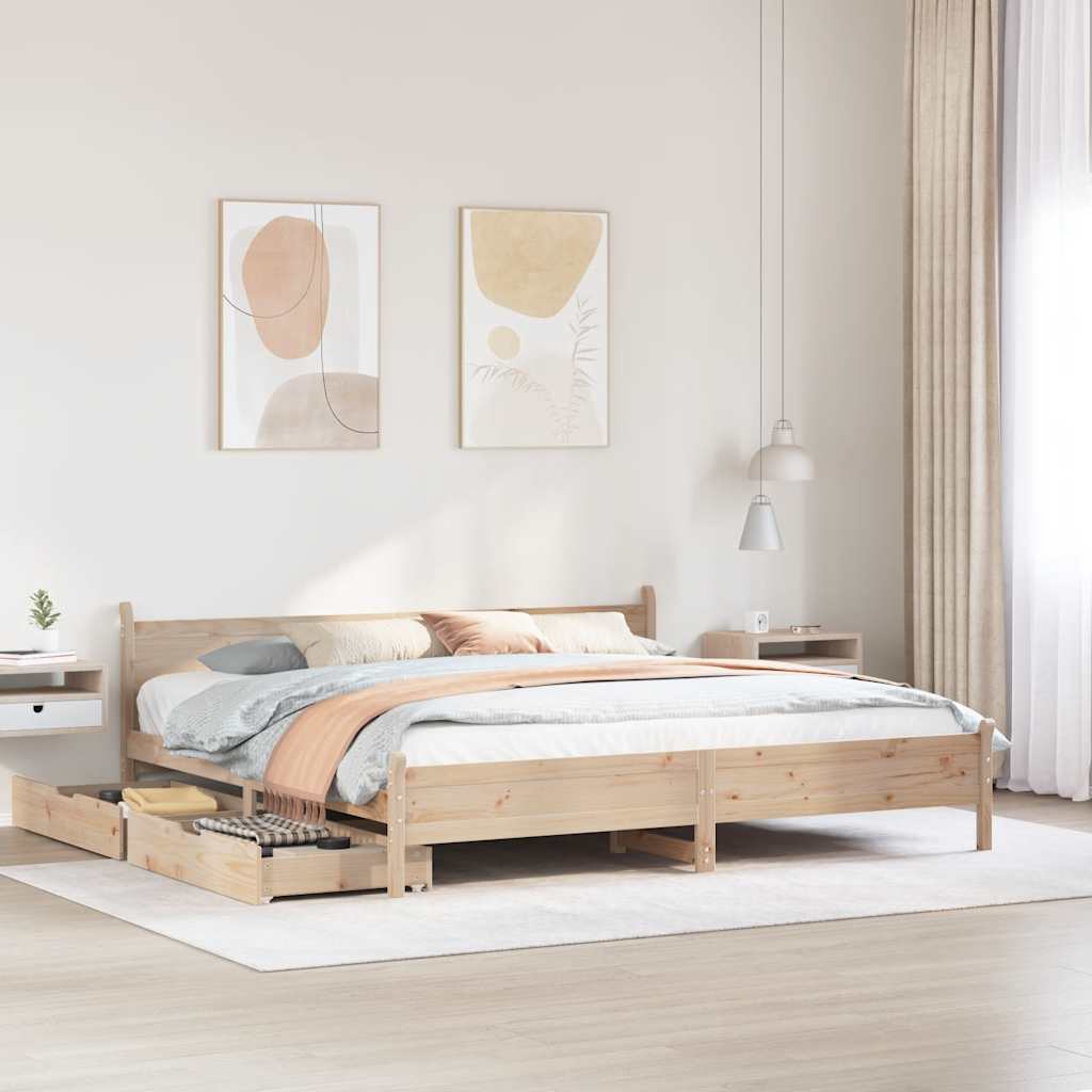 Vetonek Estructura de cama sin colchón madera maciza de pino 180x200 cm