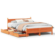 Vetonek Cadre de lit sans matelas bois massif marron 135x190 cm