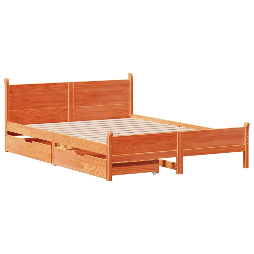 Estructura de cama sin colchón madera maciza marrón 120x190 cm v9652 - Vetonek