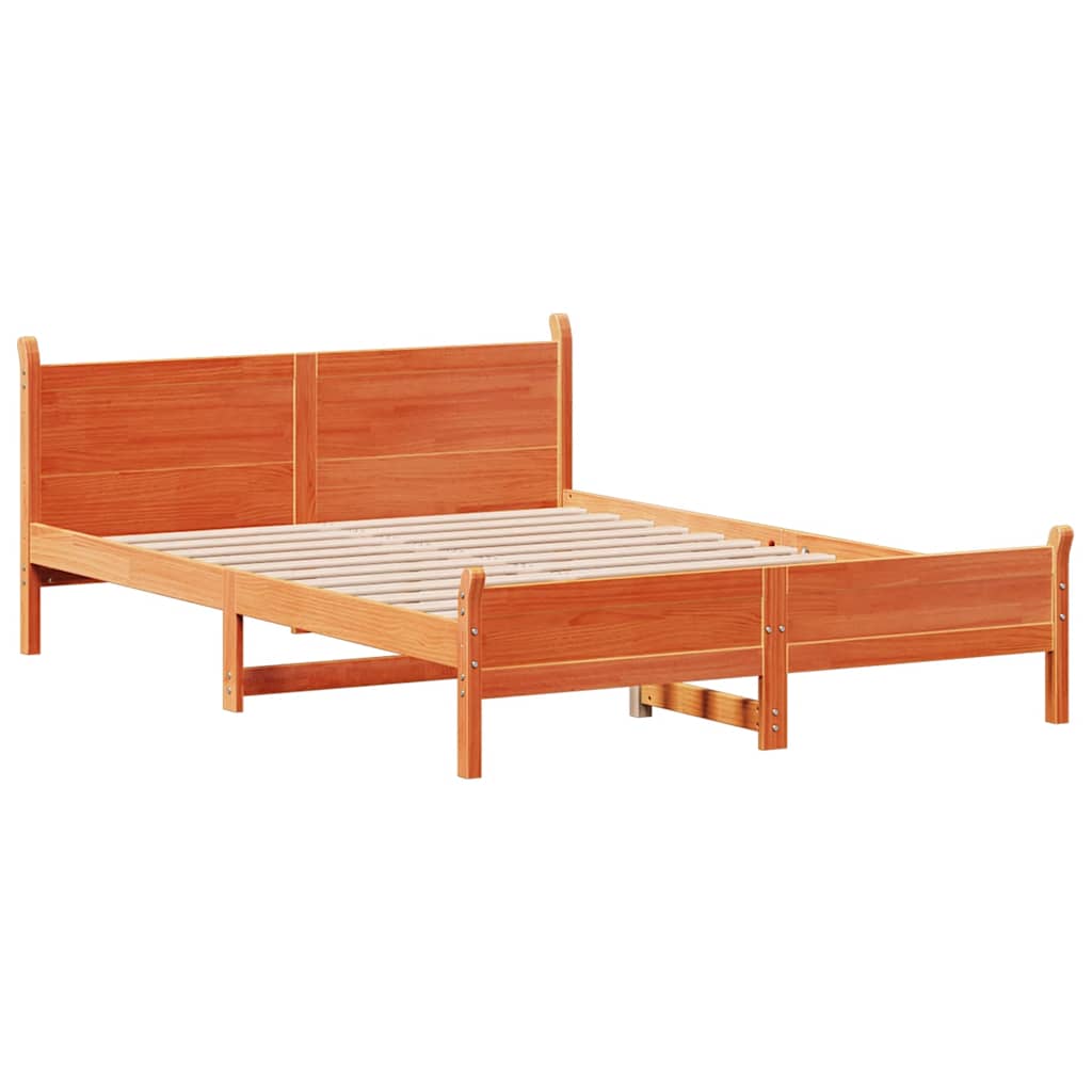 Estructura de cama sin colchón madera maciza marrón 120x190 cm v9652 - Vetonek