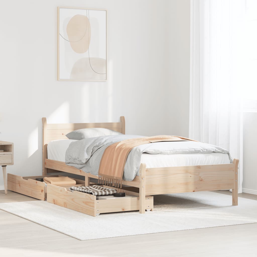 Vetonek Estructura de cama sin colchón madera maciza de pino 90x190 cm