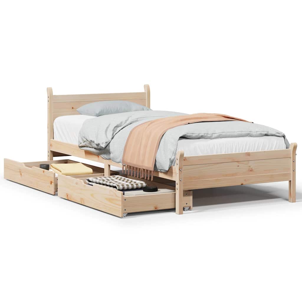 Vetonek Estructura de cama sin colchón madera maciza pino 75x190 cm