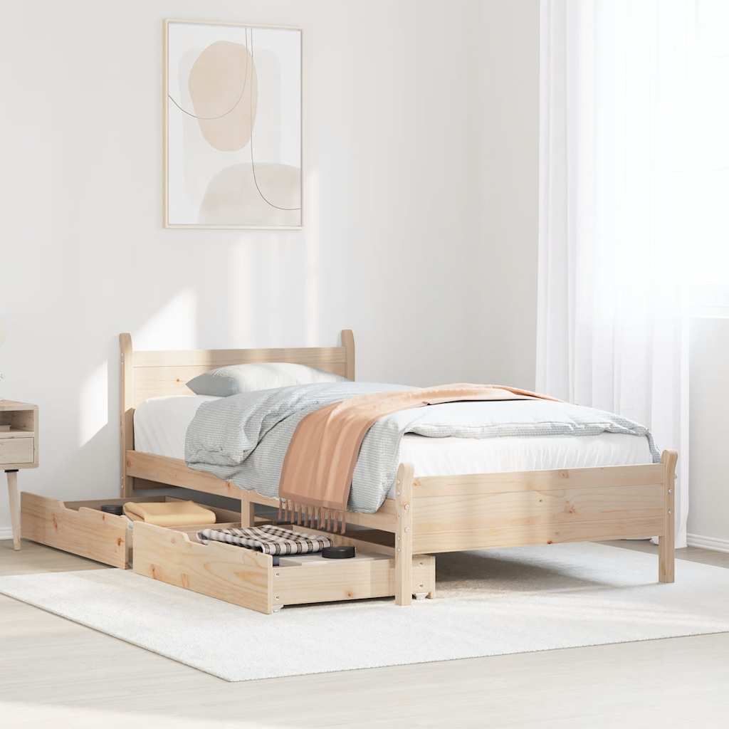 Estructura de cama sin colchón madera maciza pino 75x190 cm v9690 Vetonek