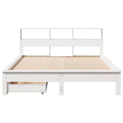 Cama con estantería sin colchón madera maciza blanca 150x200 cm v9829 - Vetonek