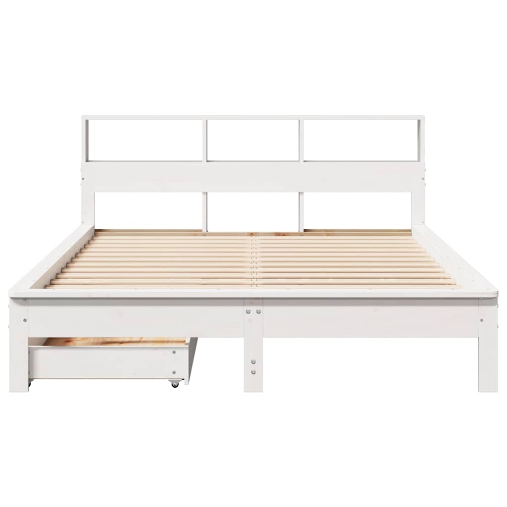 Cama con estantería sin colchón madera maciza blanca 120x200 cm v9881 - Vetonek