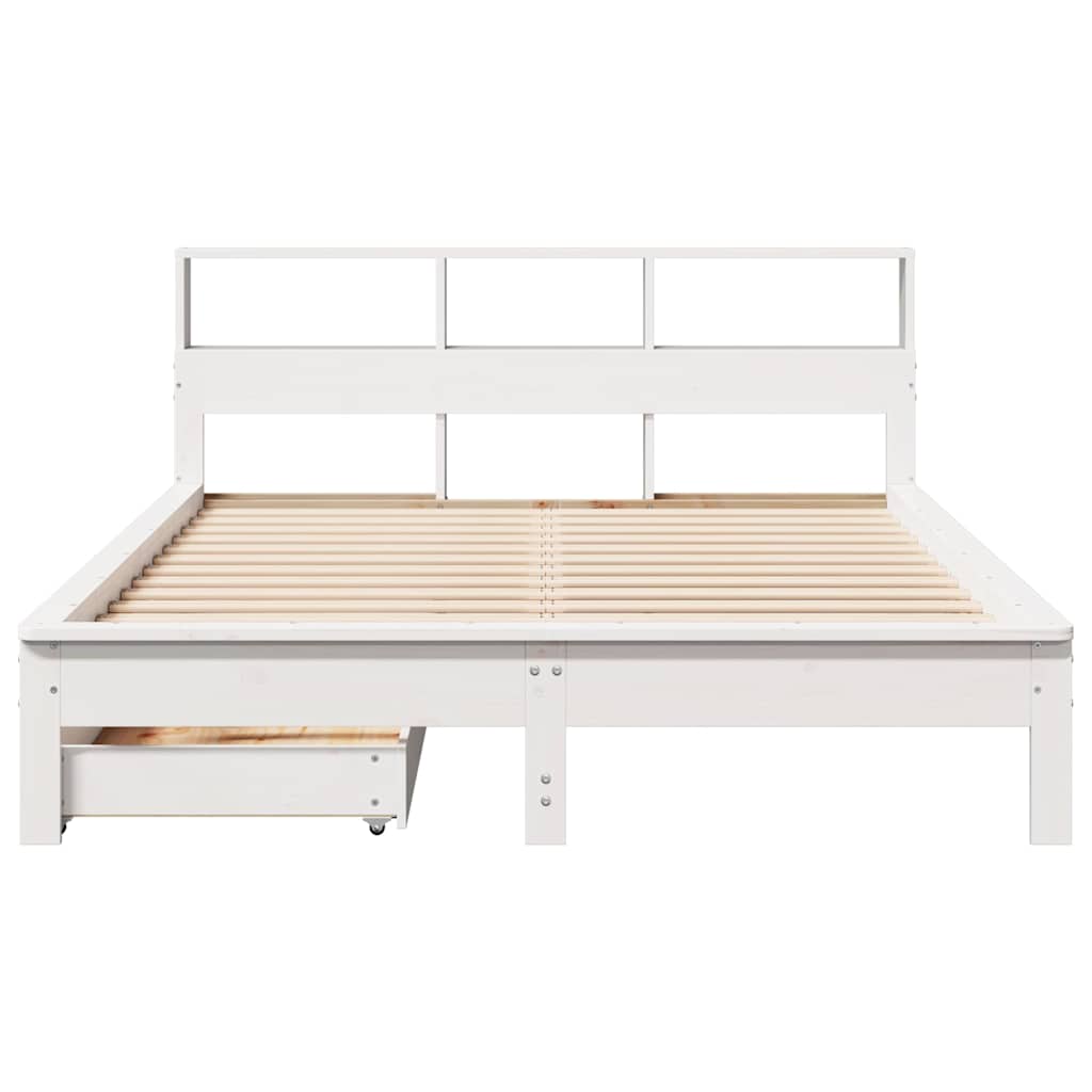 Cama con estantería sin colchón madera maciza blanca 120x190 cm v0030 - Vetonek