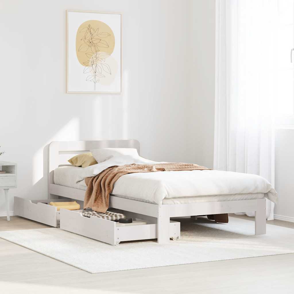 Vetonek Estructura de cama sin colchón madera de pino blanca 90x200 cm