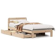 Vetonek Estructura de cama sin colchón madera maciza pino 75x190 cm