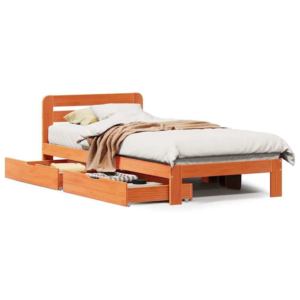 Vetonek Estructura de cama sin colchón madera maciza marrón 90x190 cm