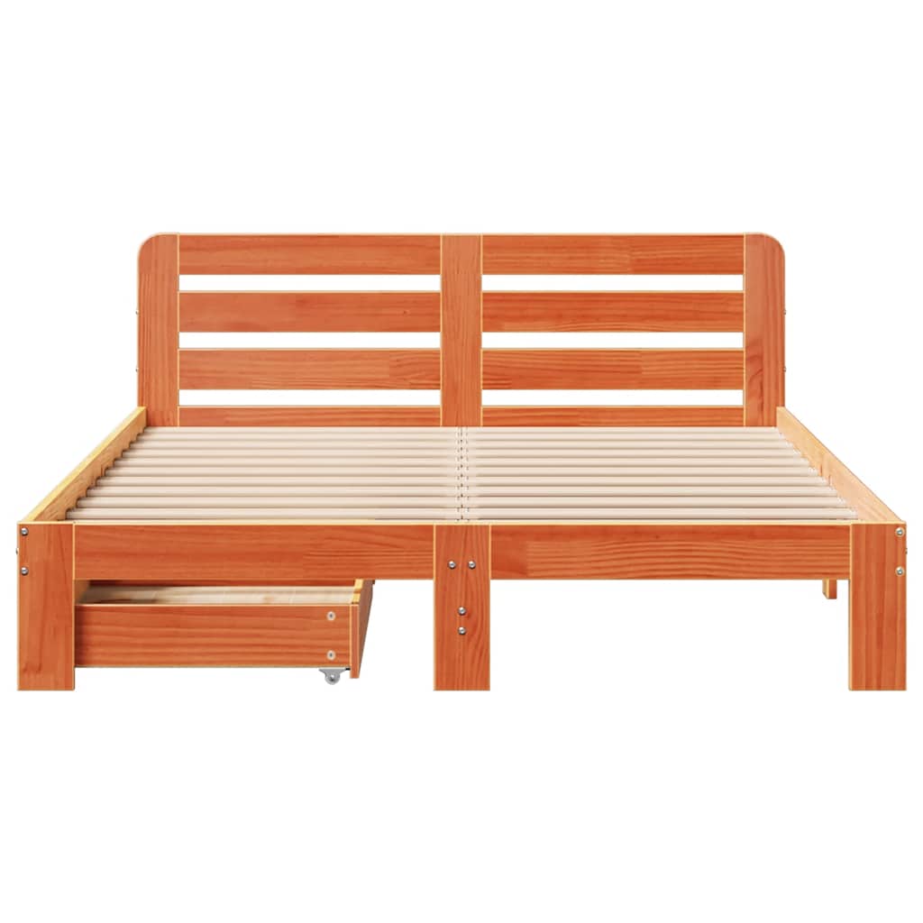 Estructura de cama sin colchón madera maciza marrón 120x190 cm v0436 - Vetonek