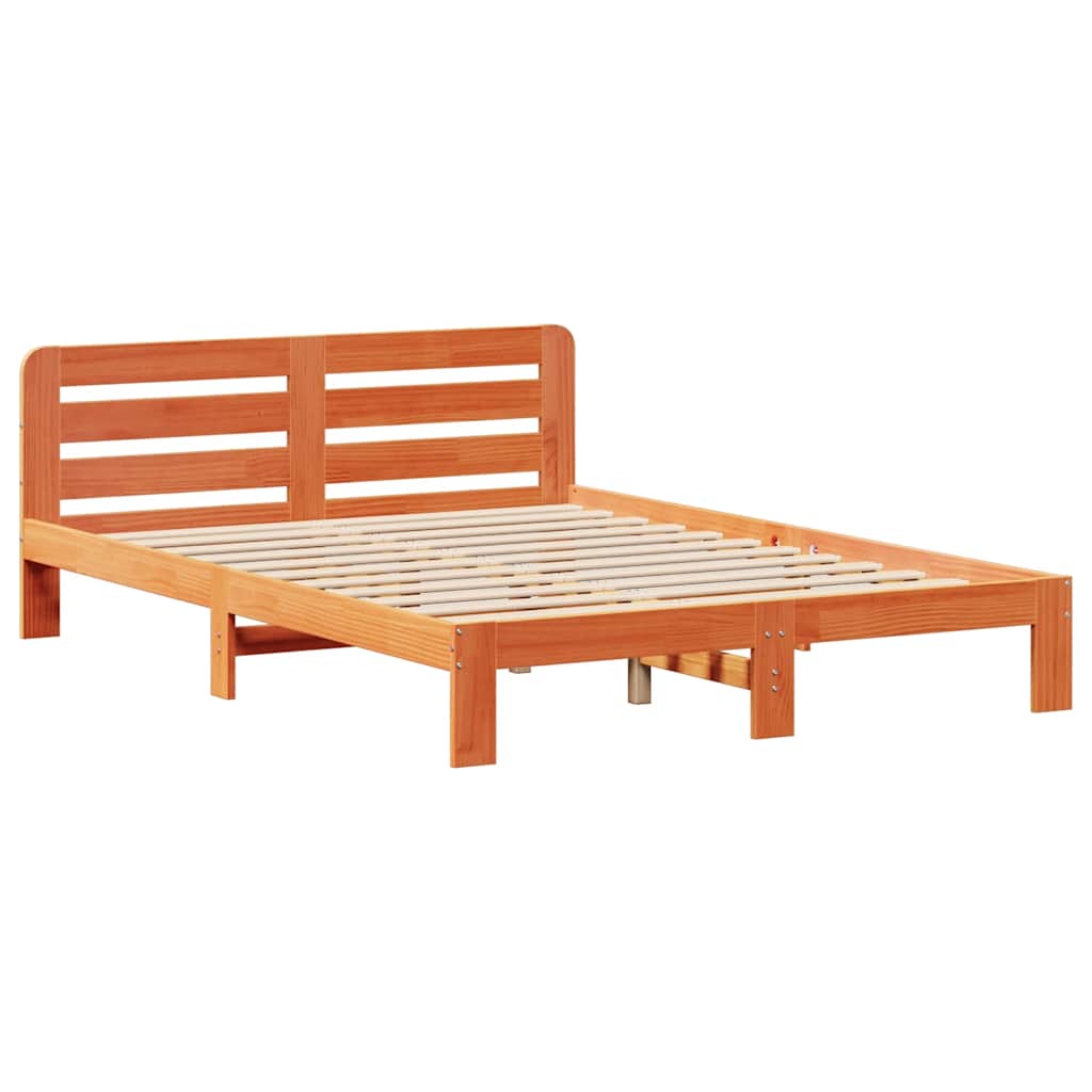 Estructura de cama sin colchón madera maciza marrón 120x190 cm v0436 - Vetonek