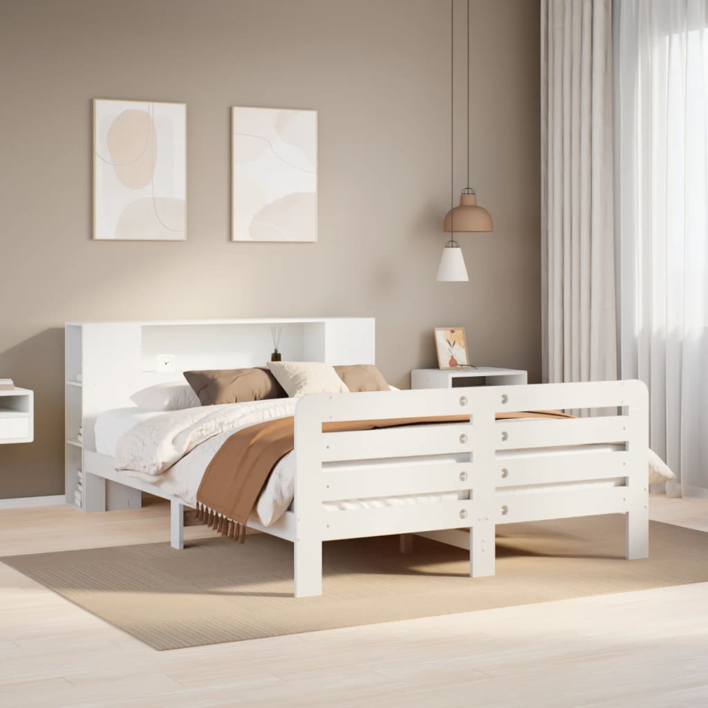 Vetonek Estructura de cama sin colchón madera de pino blanca 140x200 cm