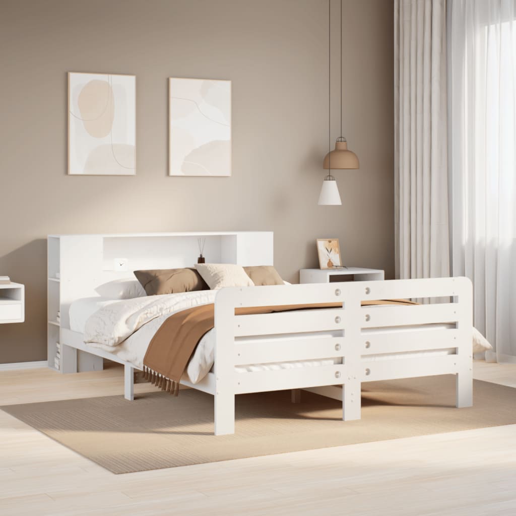 Vetonek Estructura de cama sin colchón madera de pino blanca 150x200 cm