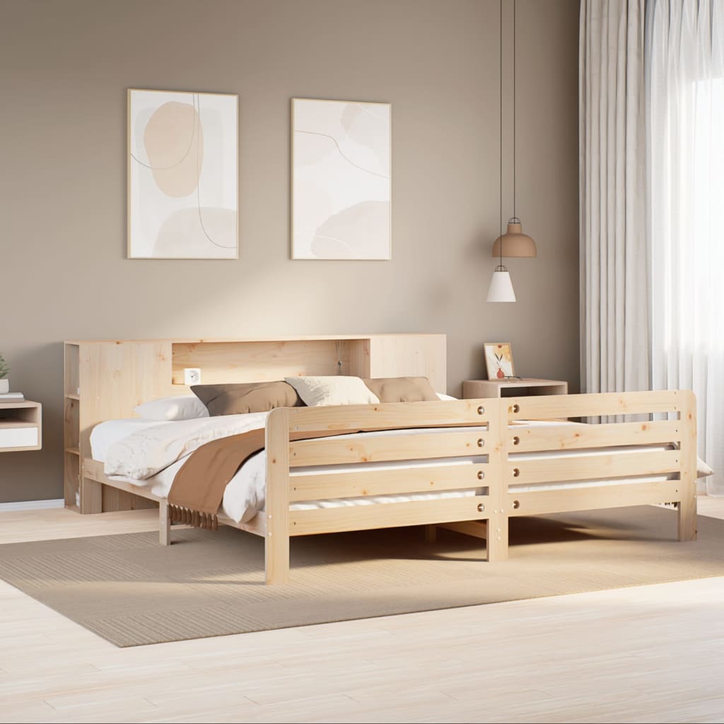 Vetonek Estructura de cama sin colchón madera maciza de pino 180x200 cm