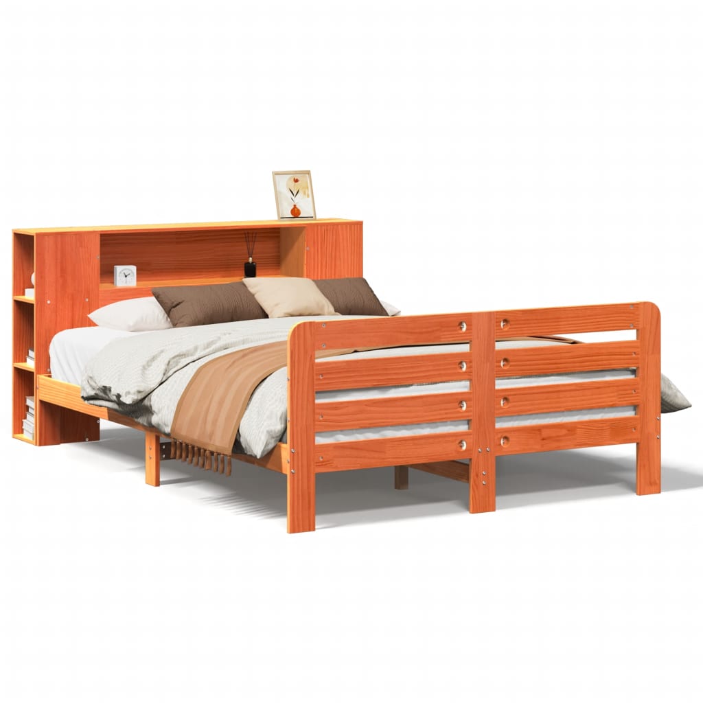 Vetonek Estructura de cama sin colchón madera maciza marrón 120x190 cm