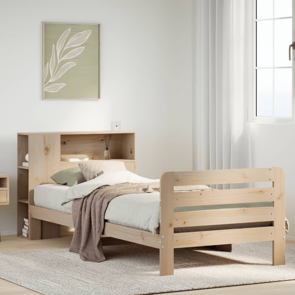 Vetonek Estructura de cama sin colchón madera maciza de pino 100x200 cm