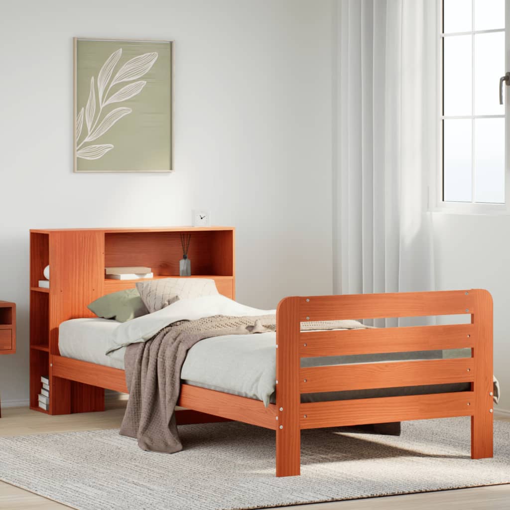 Vetonek Estructura de cama sin colchón madera maciza marrón 75x190 cm