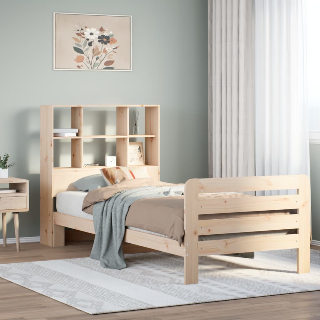 Vetonek Estructura de cama sin colchón madera maciza de pino 90x200 cm