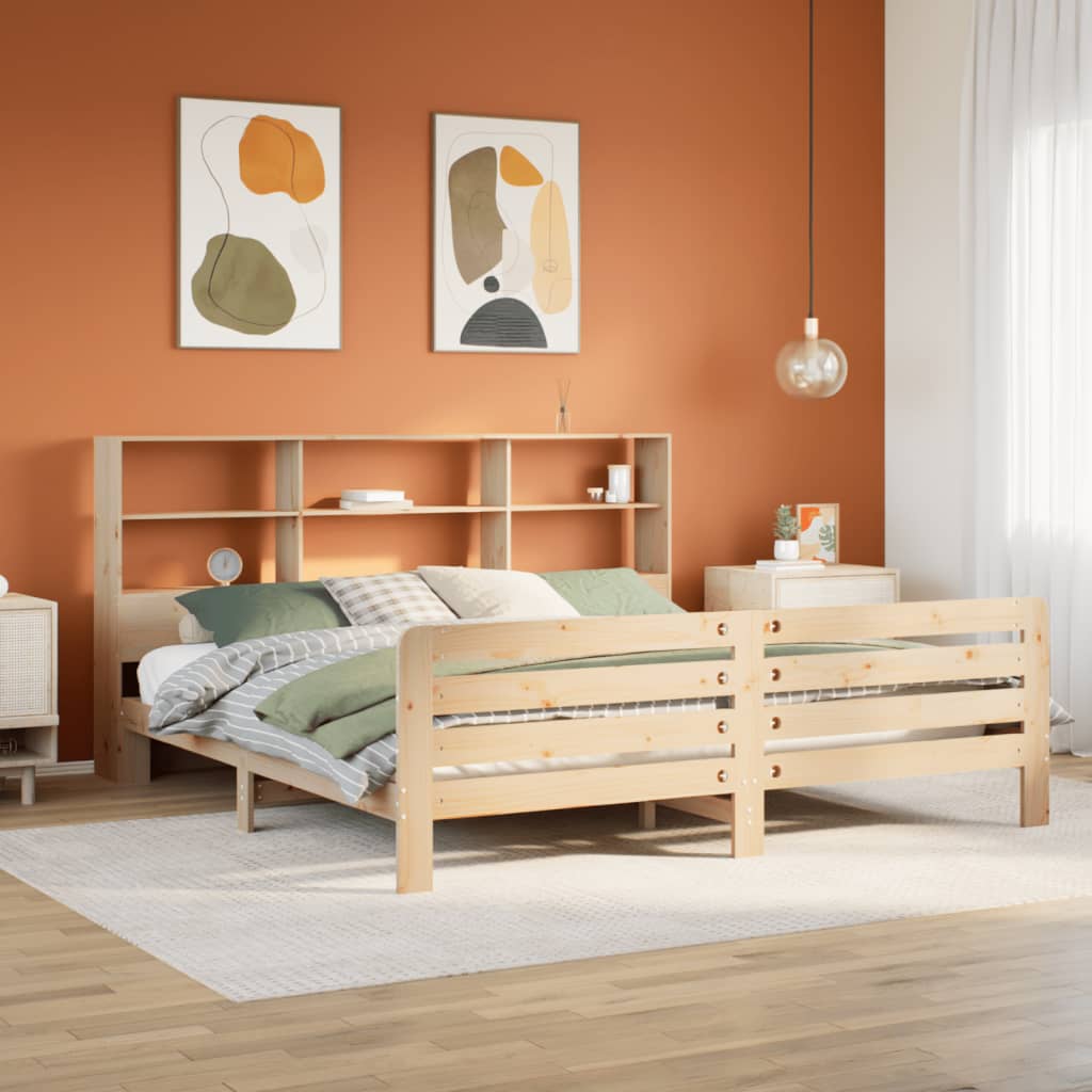 Vetonek Estructura de cama sin colchón madera maciza de pino 180x200 cm