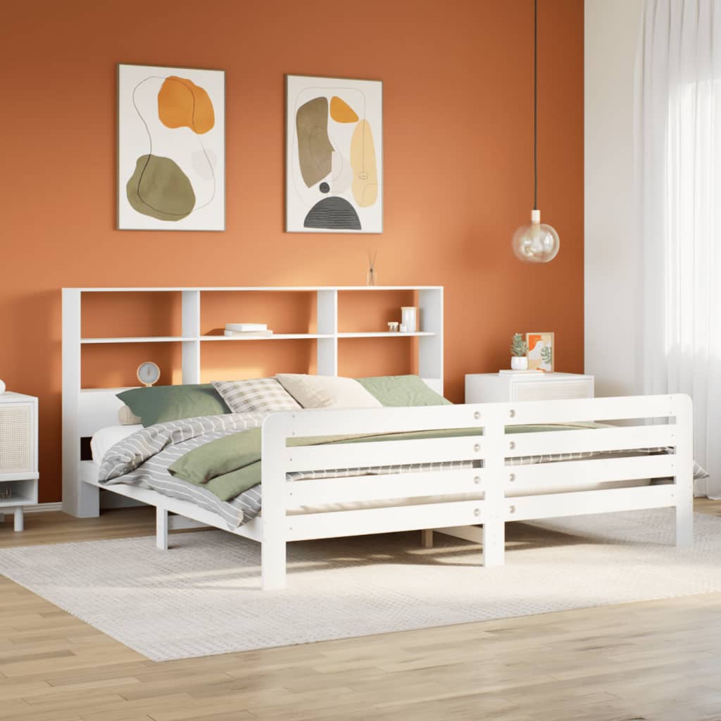 Vetonek Estructura de cama sin colchón madera maciza blanca 200x200 cm