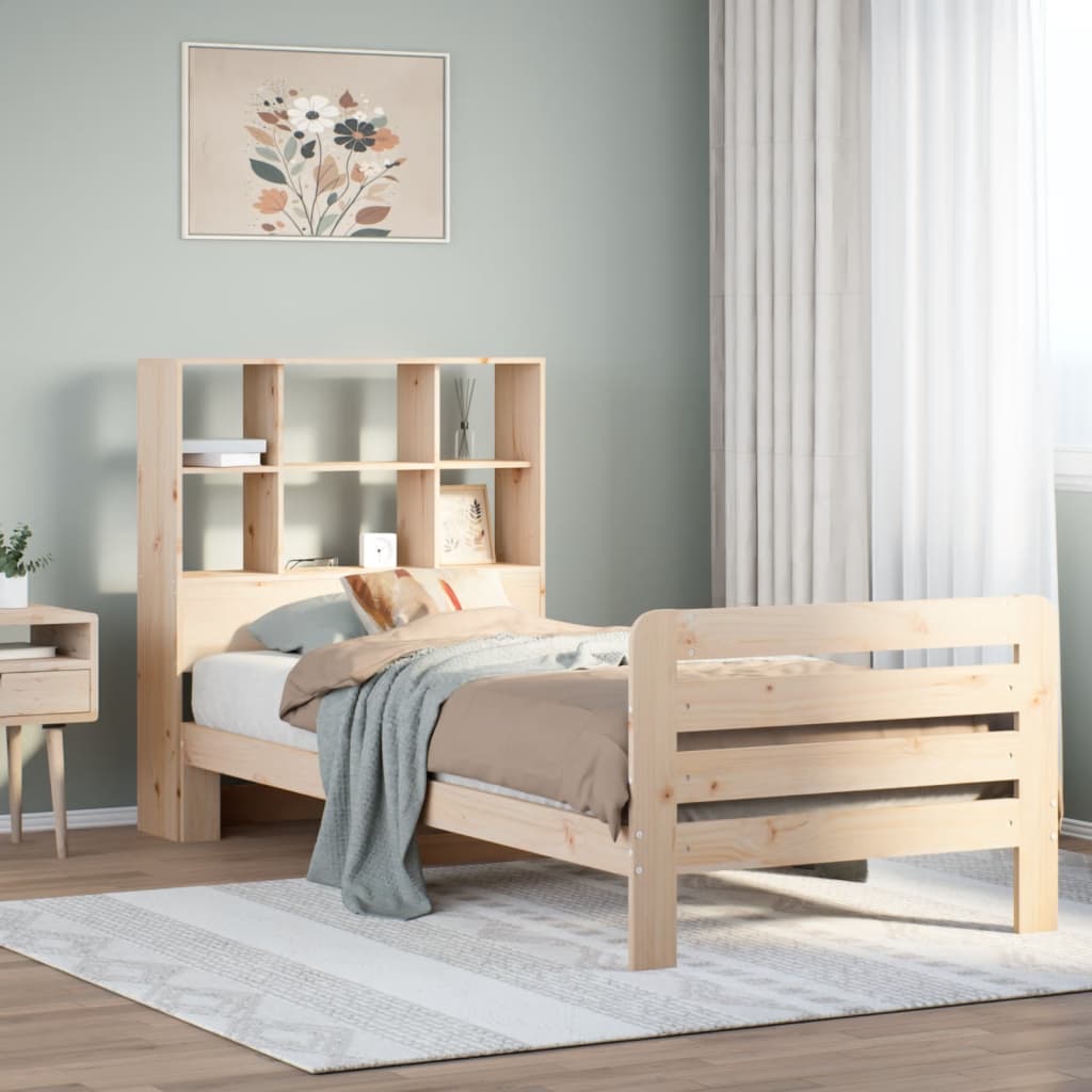 Vetonek Estructura de cama sin colchón madera maciza pino 75x190 cm