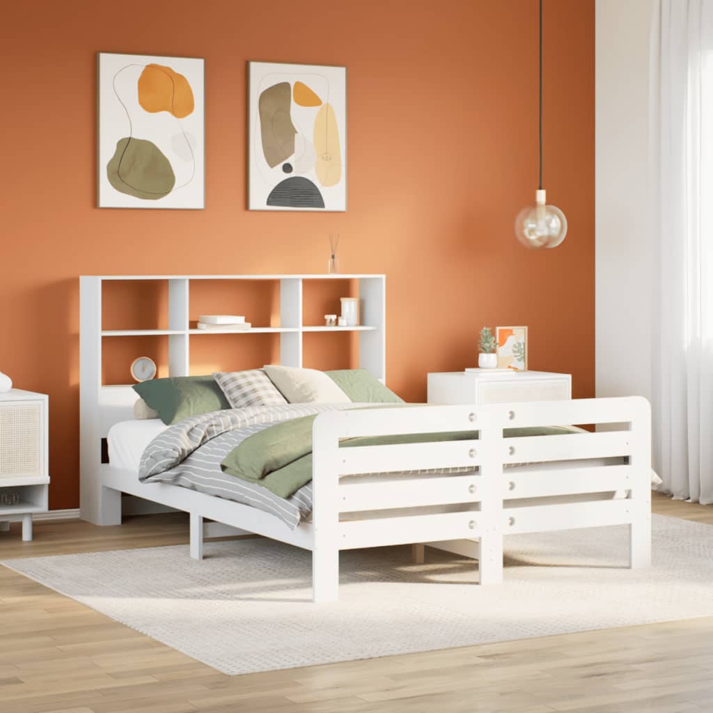 Vetonek Estructura de cama sin colchón madera de pino blanco 135x190 cm