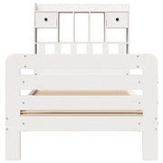 Lit avec étagère sans matelas bois massif blanc 100x200 cm V1327 Vetonek