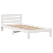 Lit avec étagère sans matelas bois massif blanc 100x200 cm V1327 Vetonek
