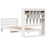 Lit avec étagère sans matelas bois massif blanc 100x200 cm V1327 Vetonek