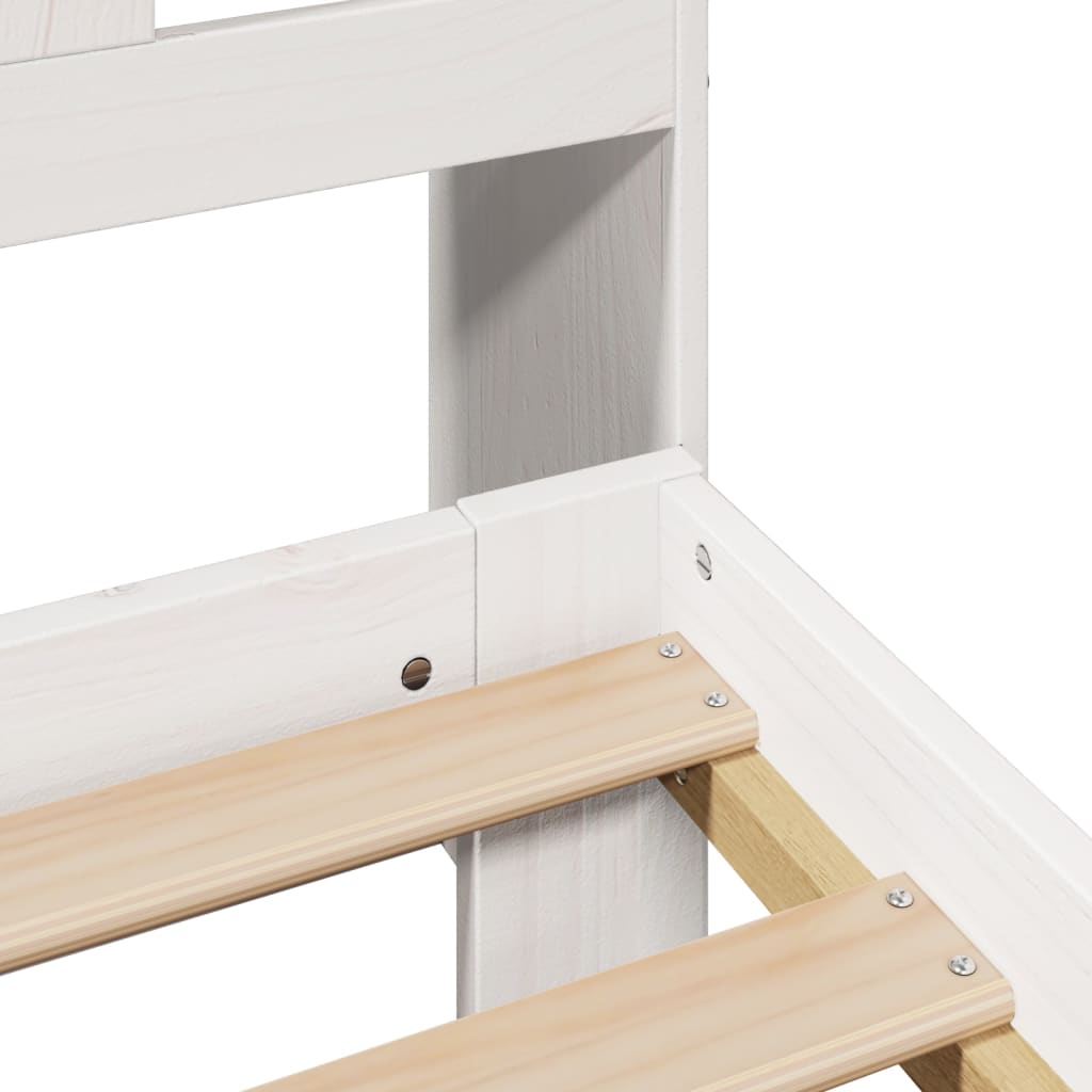 Lit avec étagère sans matelas bois massif blanc 100x200 cm V1327 Vetonek