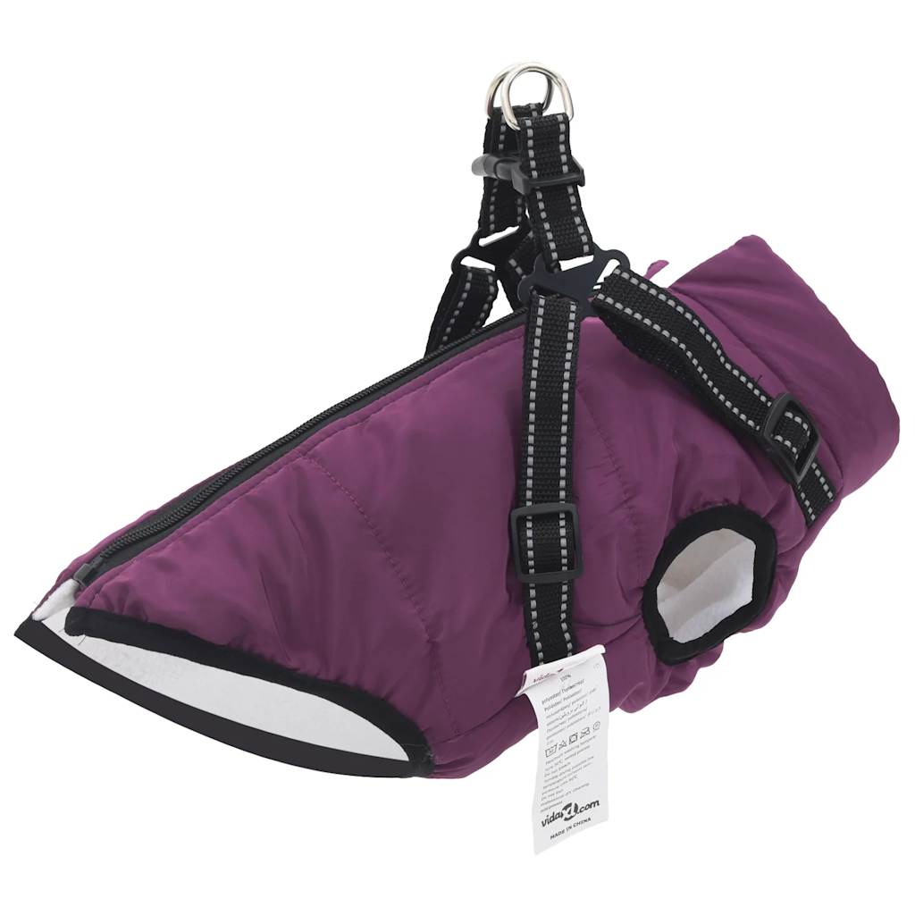 Vetonek Abrigo para perro con arnés impermeable reflectante S morado