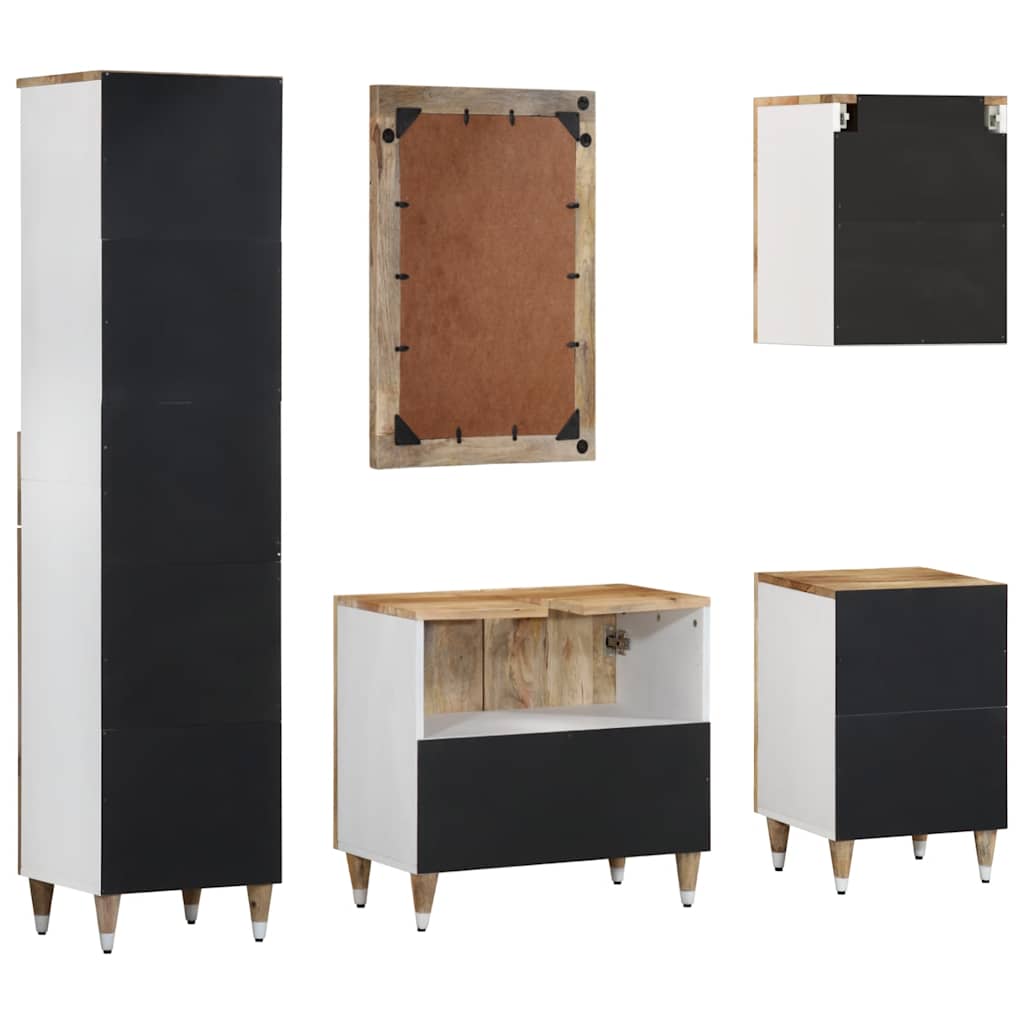 Conjunto de muebles de baño 5 piezas madera maciza de mango V5370 Vetonek