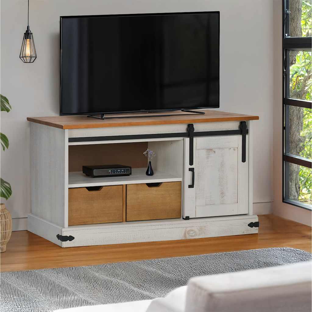 Vetonek Mueble de TV HALDEN con puerta corredera blanco 110x40x60 cm