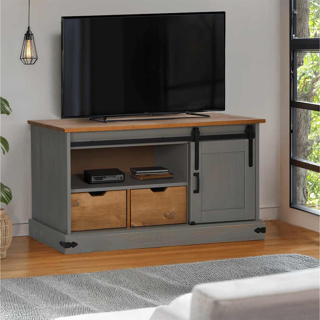 Vetonek Mueble de TV HALDEN con puerta corredera gris 110x40x60 cm