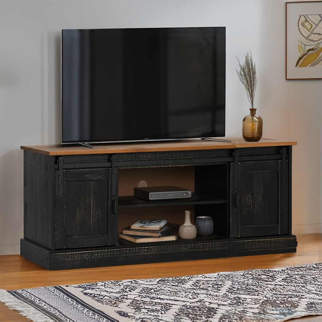 Vetonek Mueble de TV HALDEN 2 puerta correderas negro 150x40x60 cm