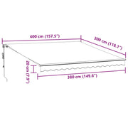 Burgundy automatic retractable awning 400x300 cm V6506 Vetonek