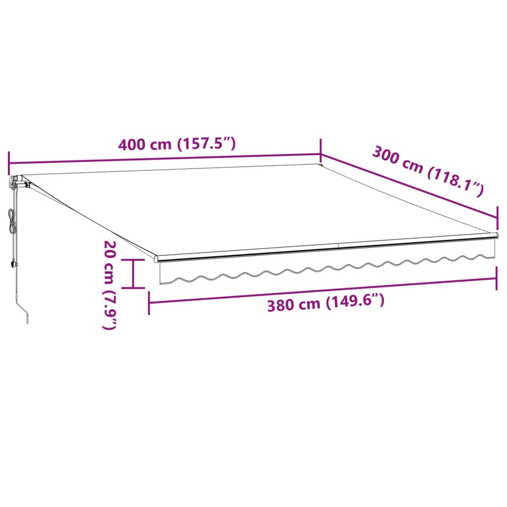 Burgundy automatic retractable awning 400x300 cm V6506 Vetonek
