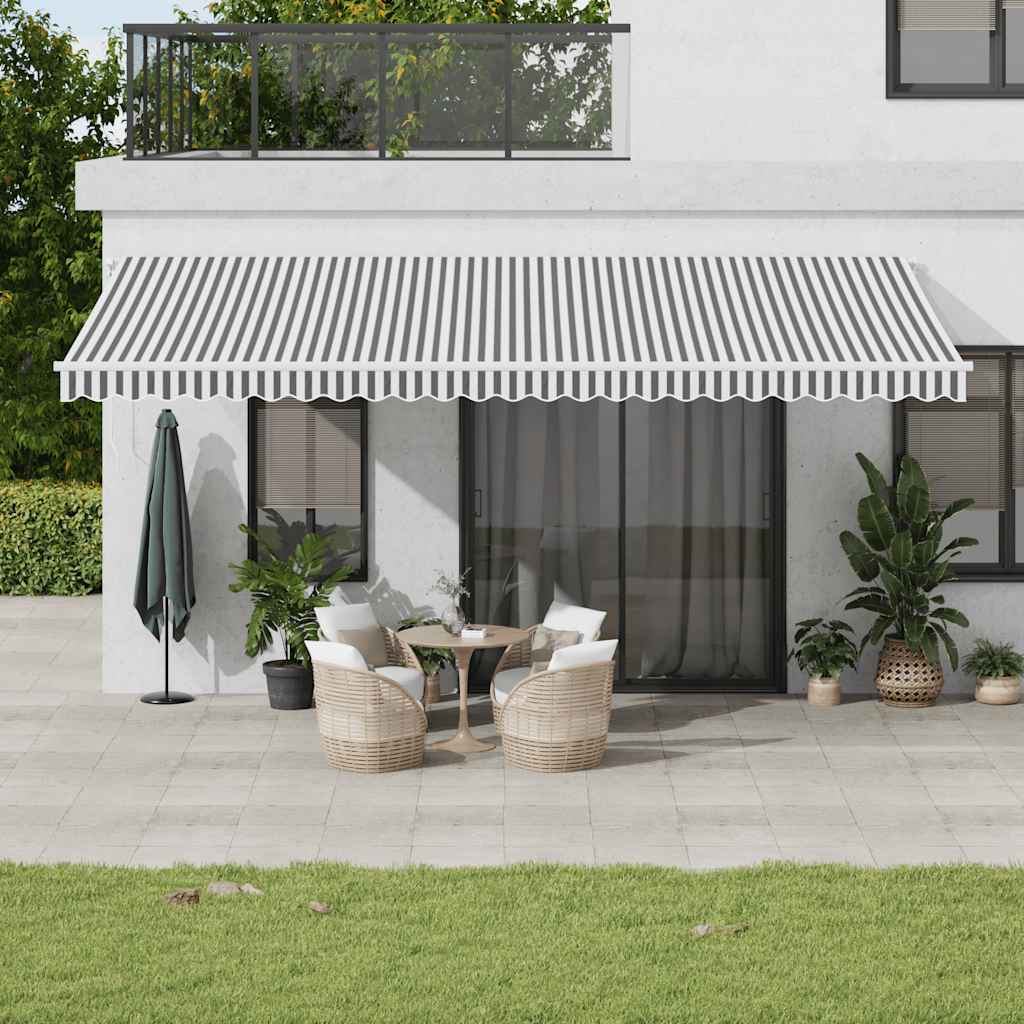 Vetonek Toldo retráctil automático gris antracita y blanco 600x300 cm