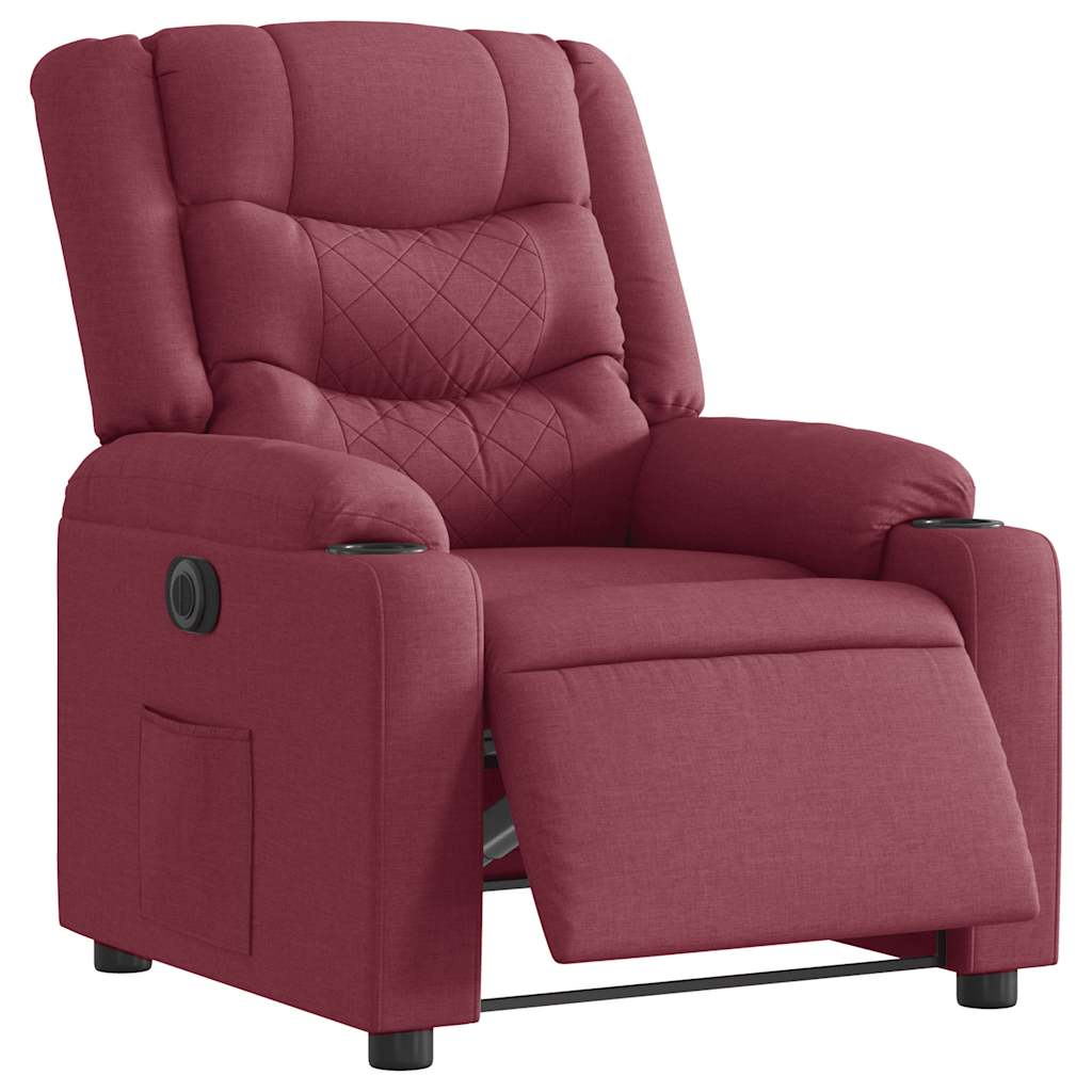 Vetonek Sillón reclinable eléctrico tela rojo tinto