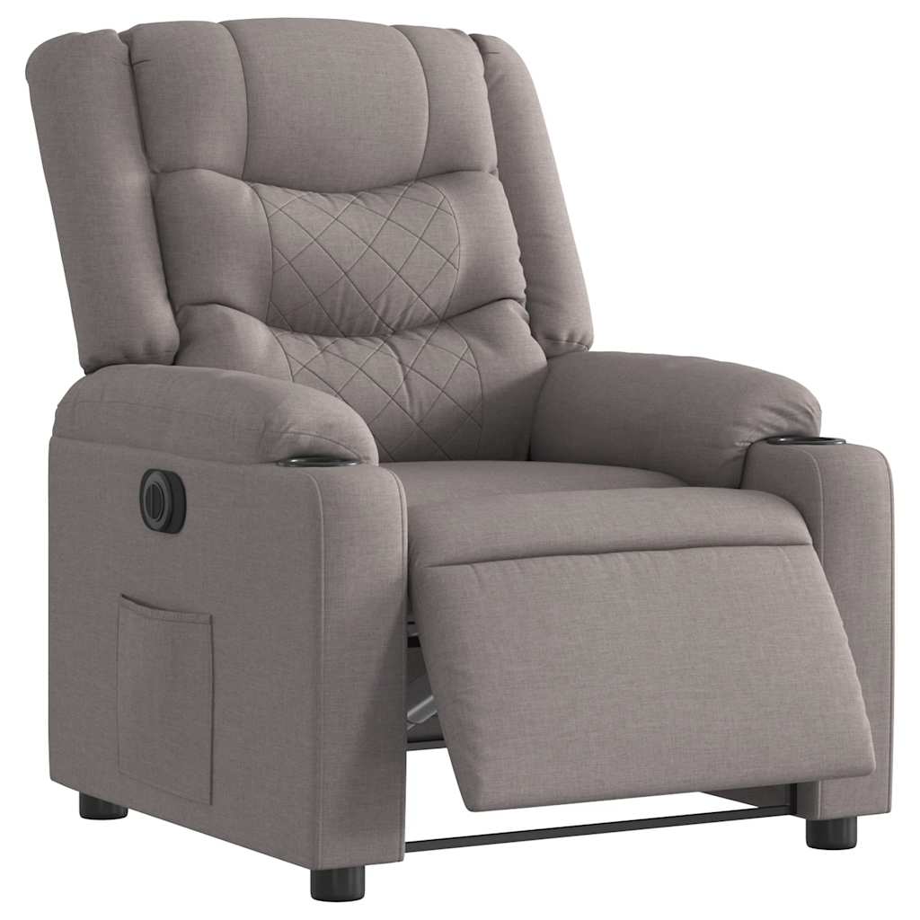 Vetonek Sillón reclinable eléctrico tela gris taupé