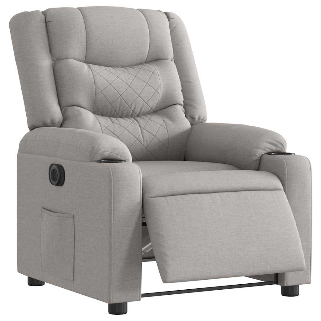 Vetonek Sillón reclinable eléctrico de tela gris nube