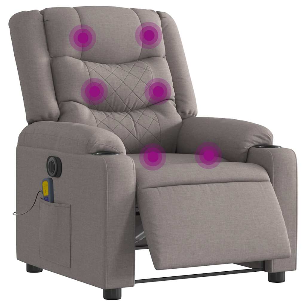 Vetonek Sillón reclinable de masaje eléctrico tela gris taupe