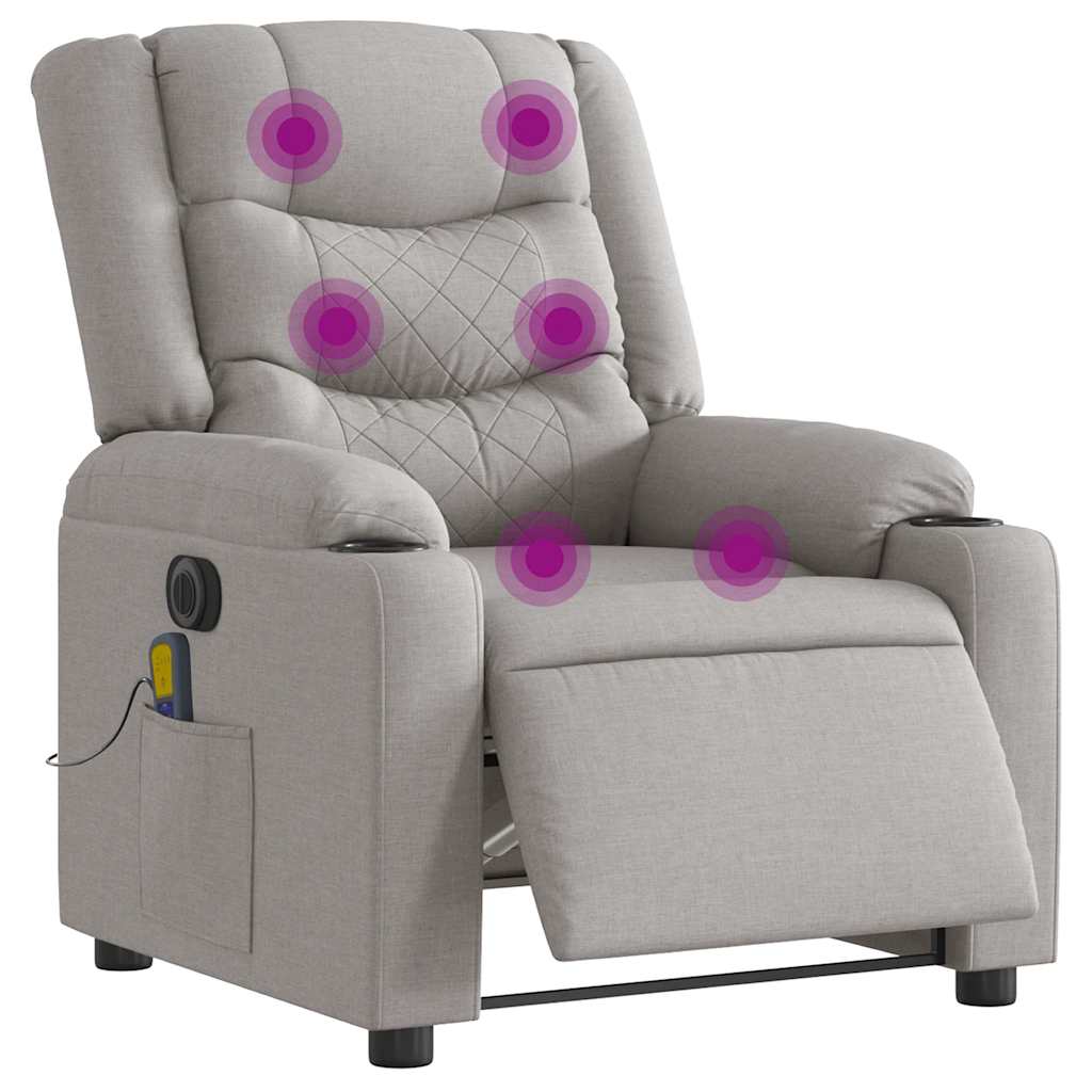 Vetonek Sillón reclinable de masaje eléctrico tela gris nube