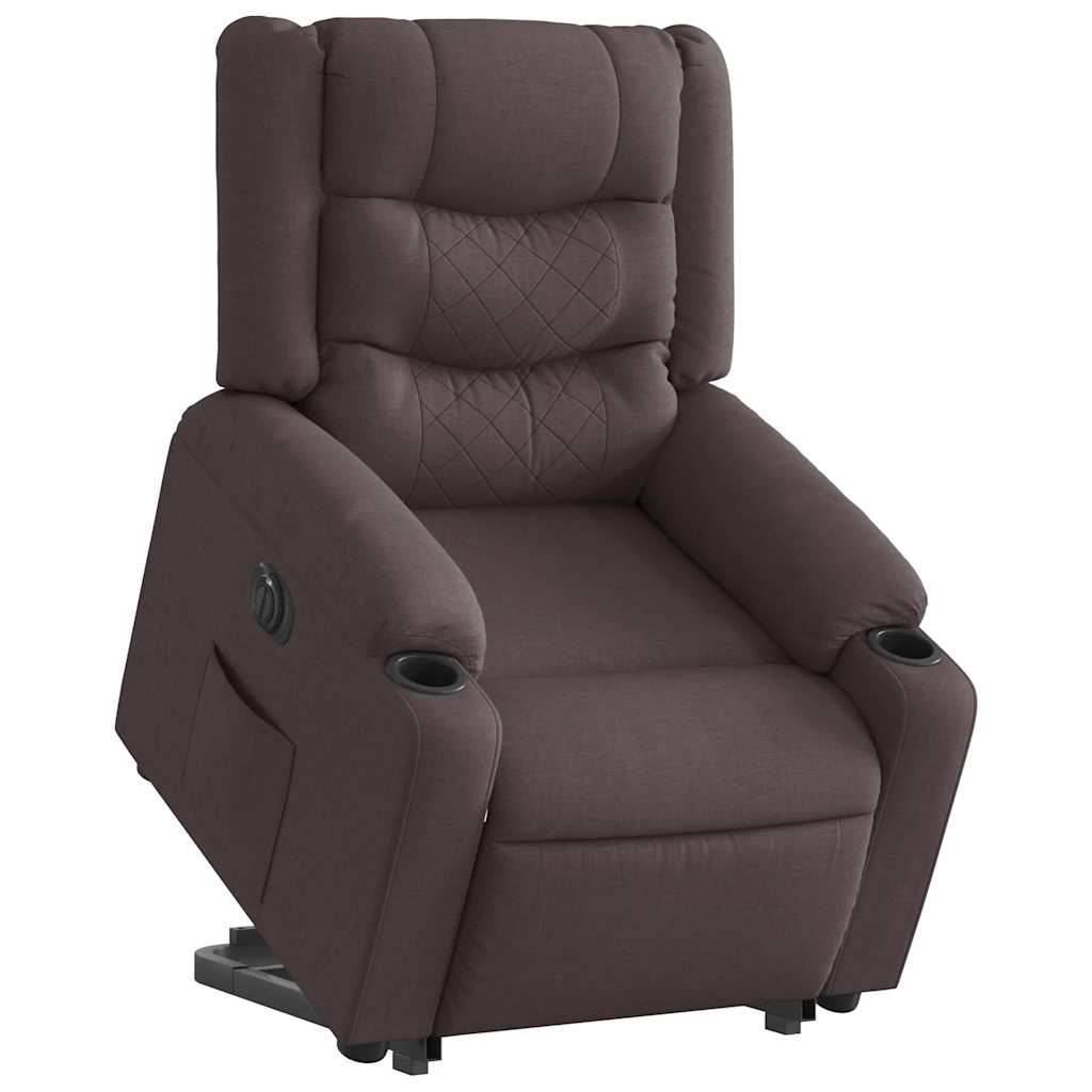 Vetonek Sillón eléctrico reclinable elevable de tela marrón oscuro