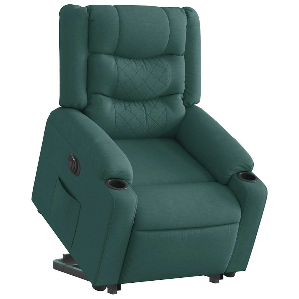 Vetonek Sillón eléctrico reclinable elevable de tela verde oscuro