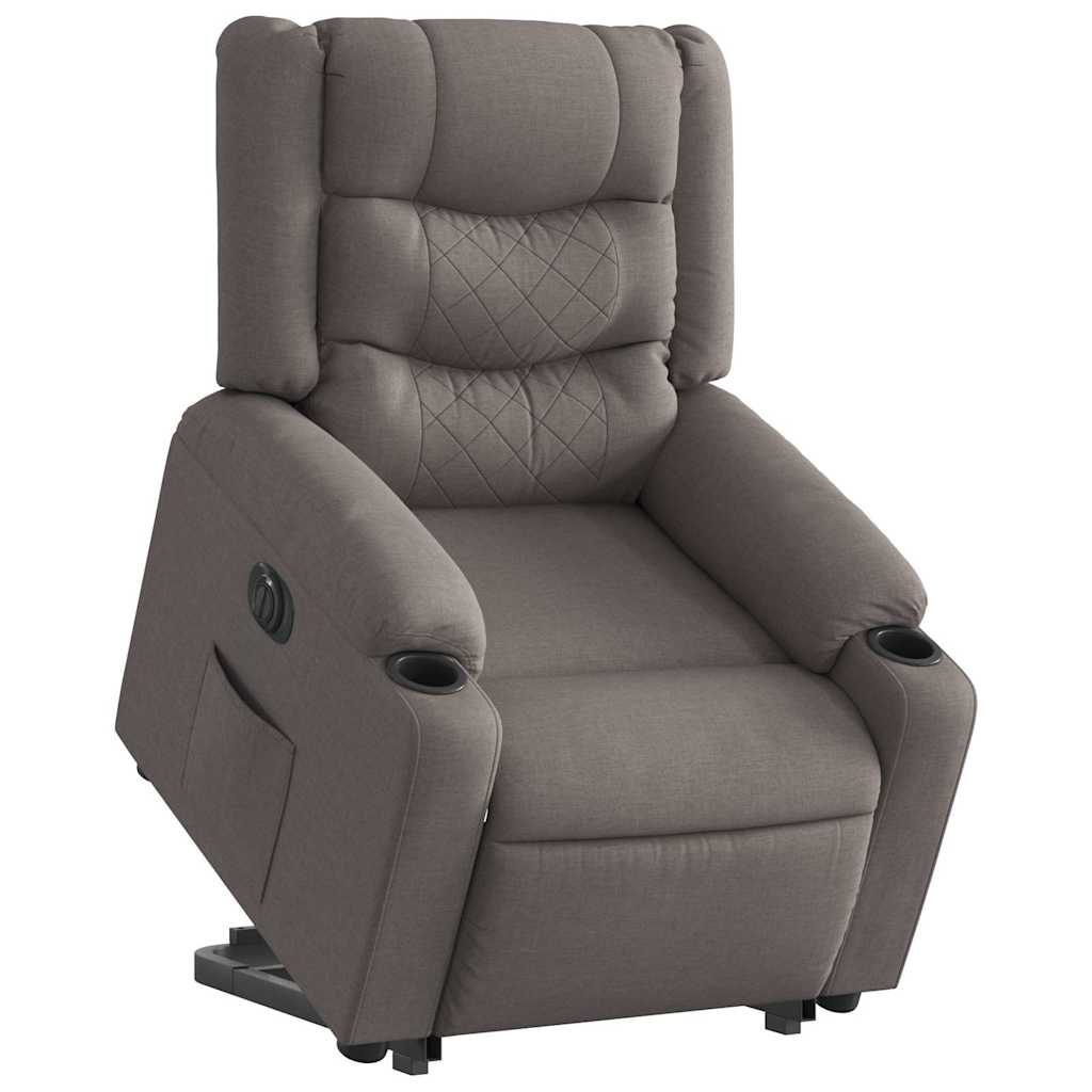 Vetonek Sillón eléctrico reclinable elevable de tela gris taupe