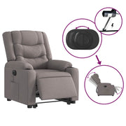 Sillón eléctrico reclinable elevable de tela gris taupe V7411 Vetonek