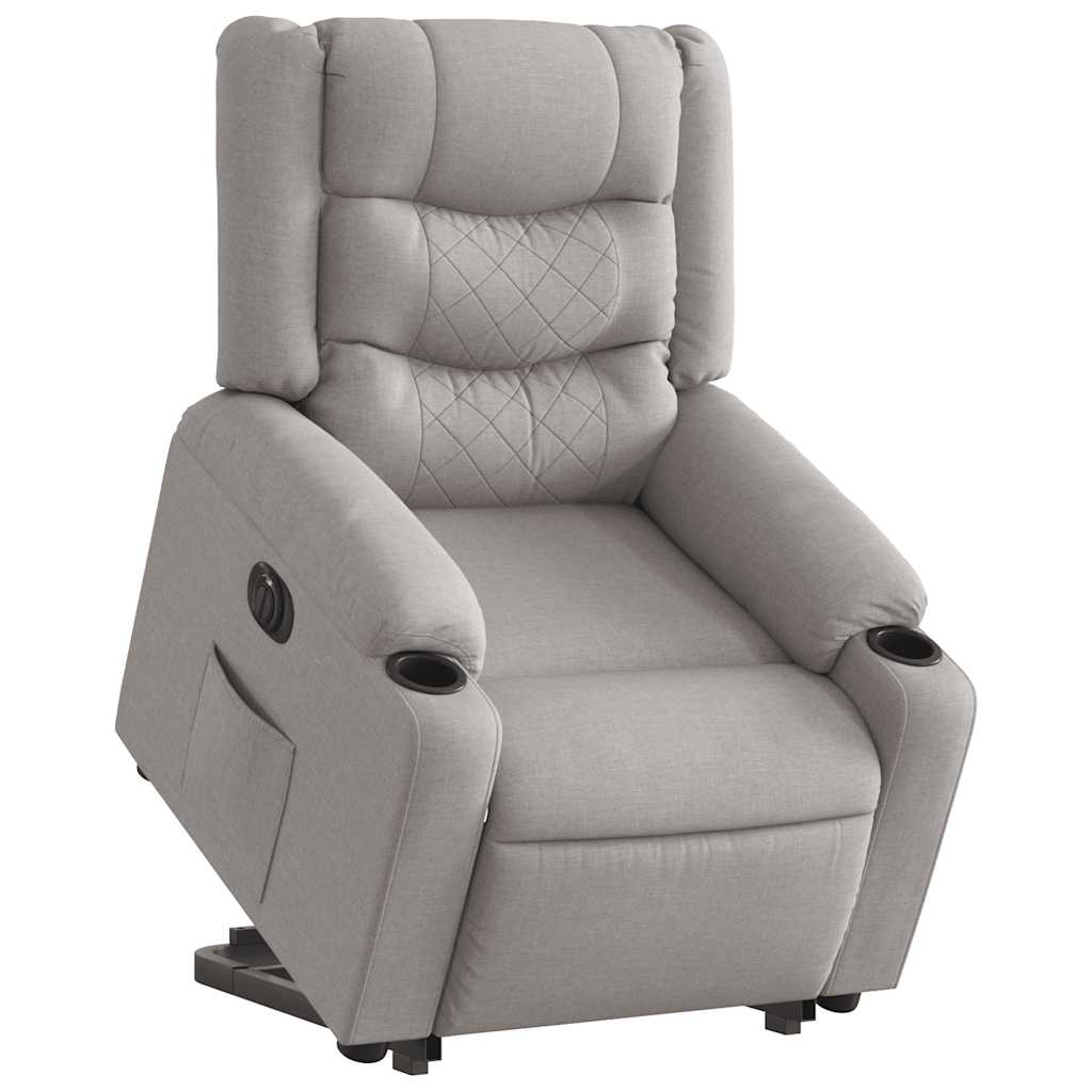 Vetonek Sillón eléctrico reclinable elevable de tela gris nube